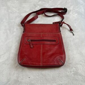 Fossil Red Pebbled Leather Crossbody Bag ZB032 Small Messenger Purse